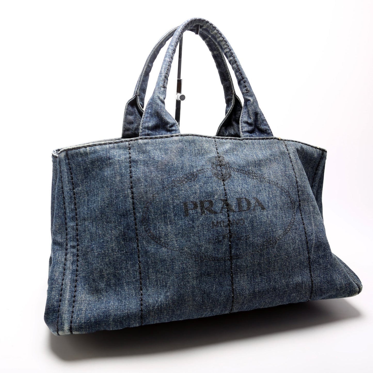 Prada Canapa Tote Bag Canvas Denim 3