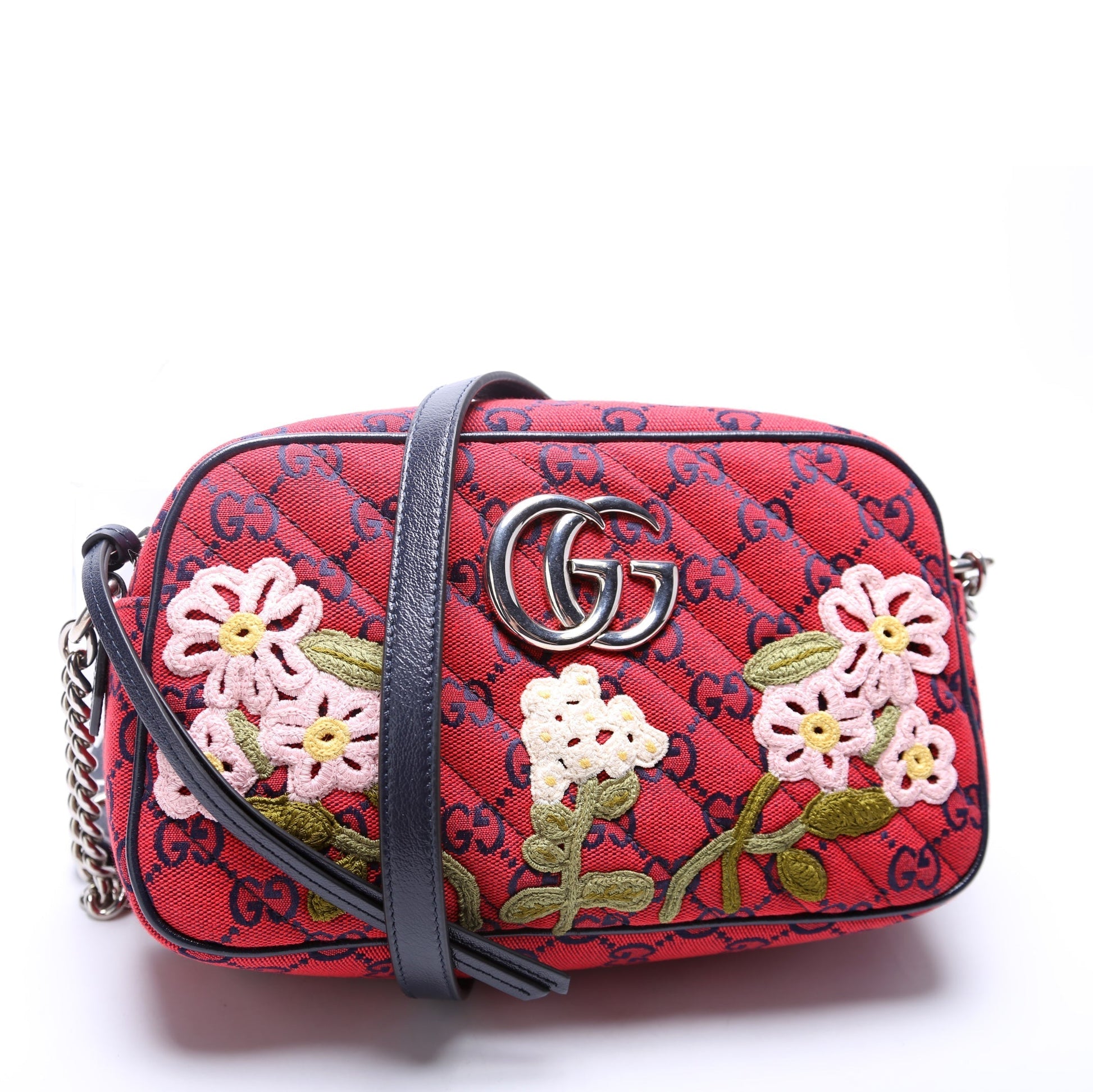 Gucci Marmont Camera Embroidered Canvas Multicolor Small Travel Bag
