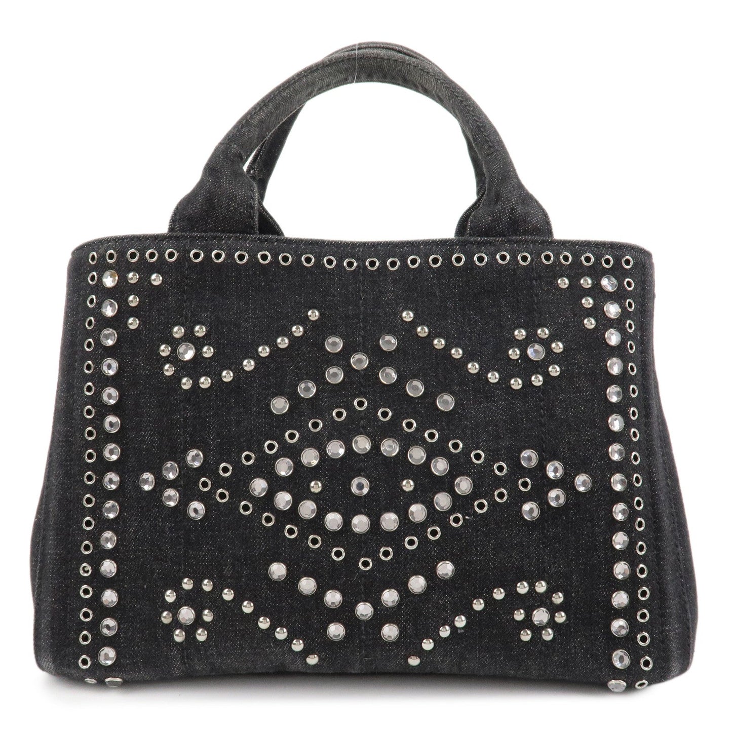 Shoulder Bag Canapa Studs 2Way Hand Bag d Canvas Black Mini