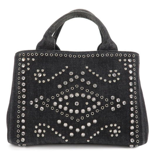 Shoulder Bag Canapa Studs 2Way Hand Bag d Canvas Black Mini