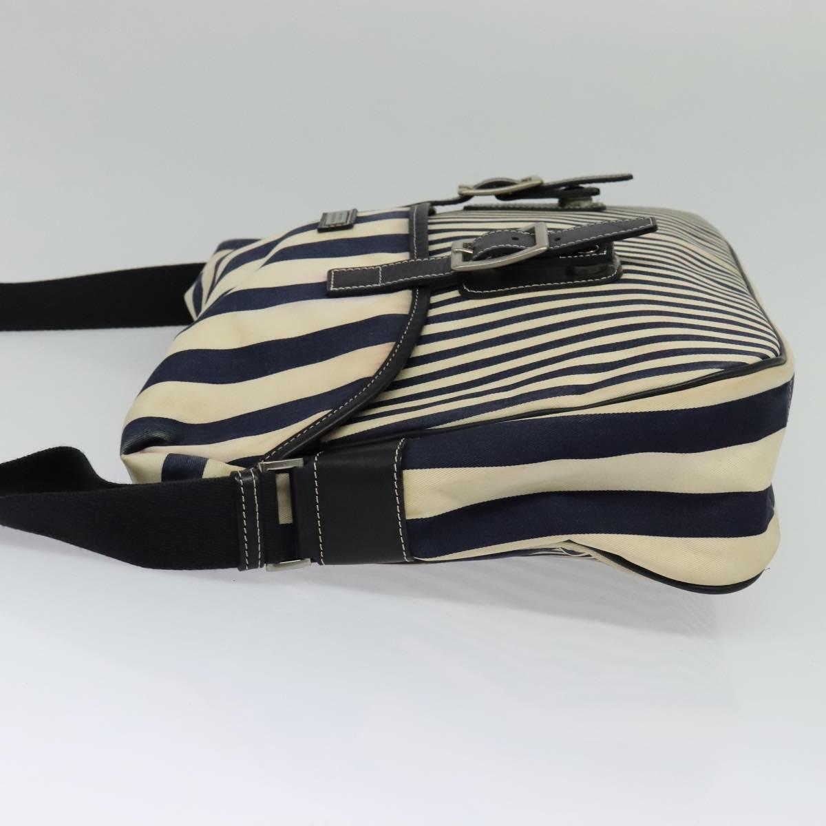Burberry Label Shoulder Bag Canvas Black White