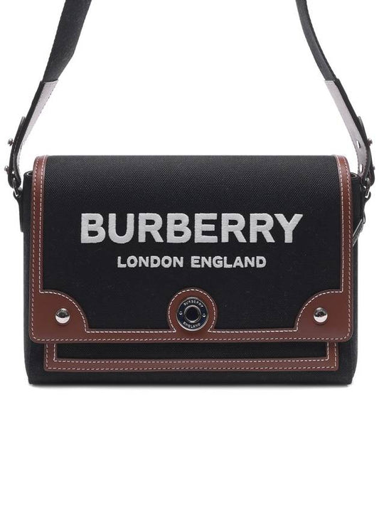 Burberry Luxury Horseferry Motif Note Crossbody Bag Canvas Black