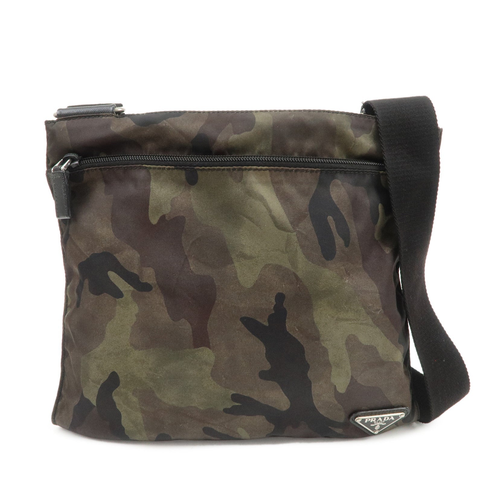 Crossbody Bag Triangle Shoulder Bag Nylon Green Logo