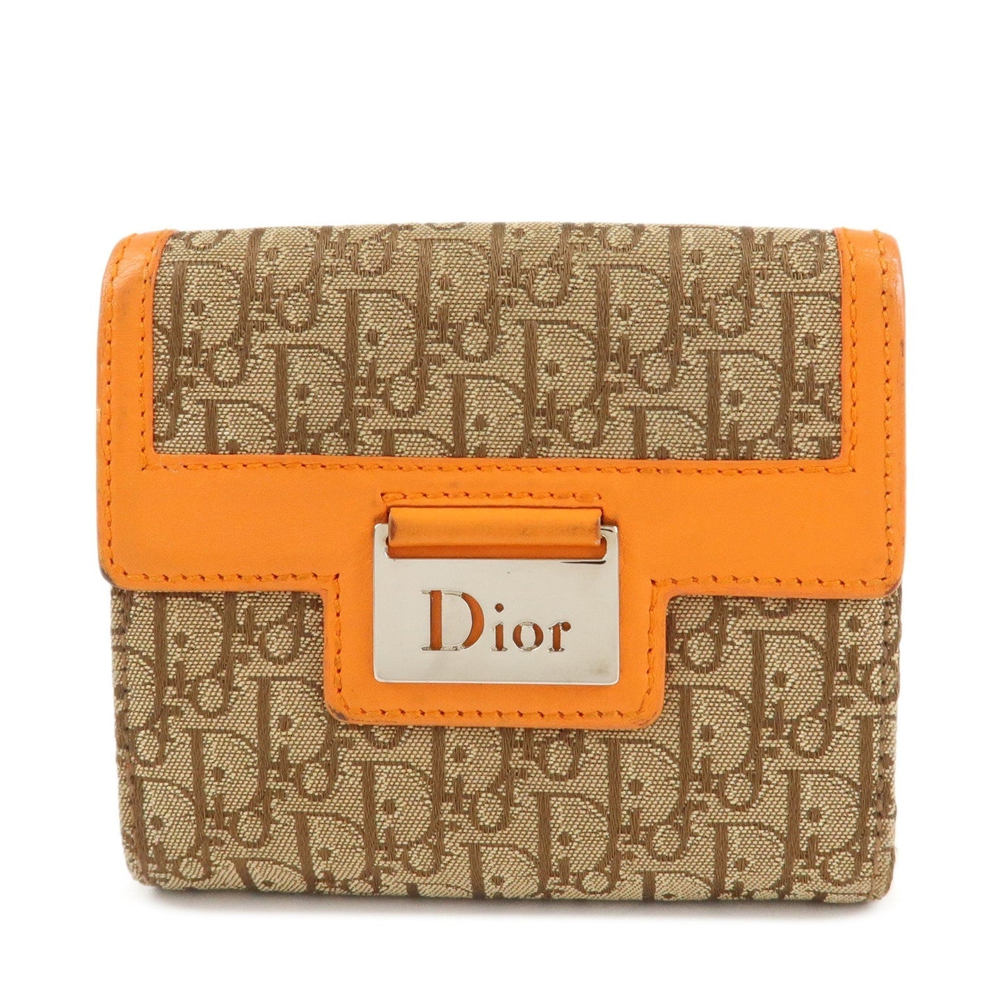 Dior Handbag Christian Street Chic Trotter W Hook Trifold Leather Canvas