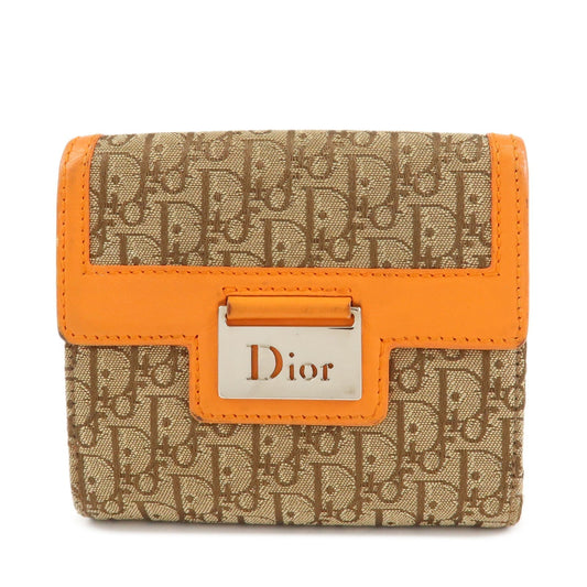 Dior Handbag Christian Street Chic Trotter W Hook Trifold Leather Canvas