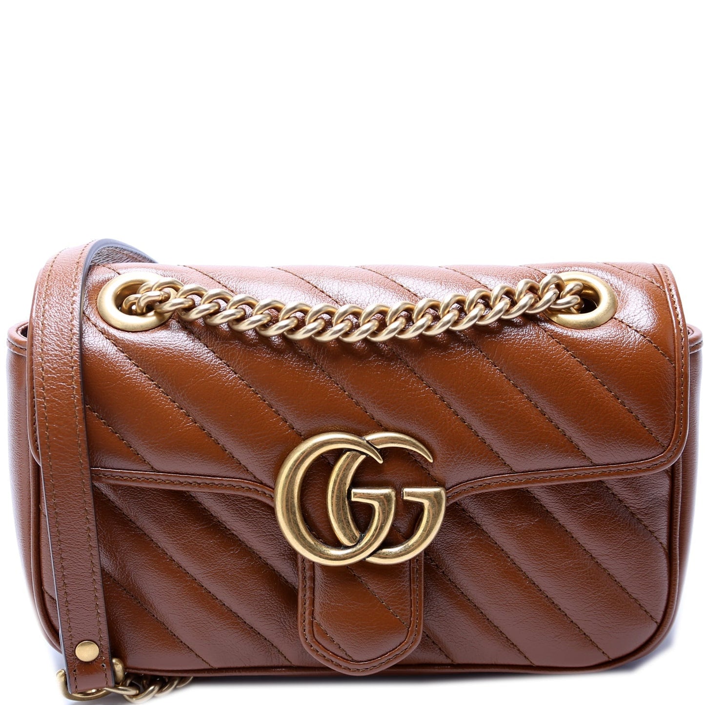 Gucci Marmont Diagonal Leather Mini Flap Shoulder Bag