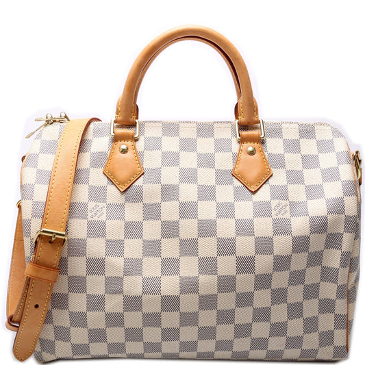 Louis Vuitton Speedy 30 Bandouliere Azur Damier Handbag Azur 16