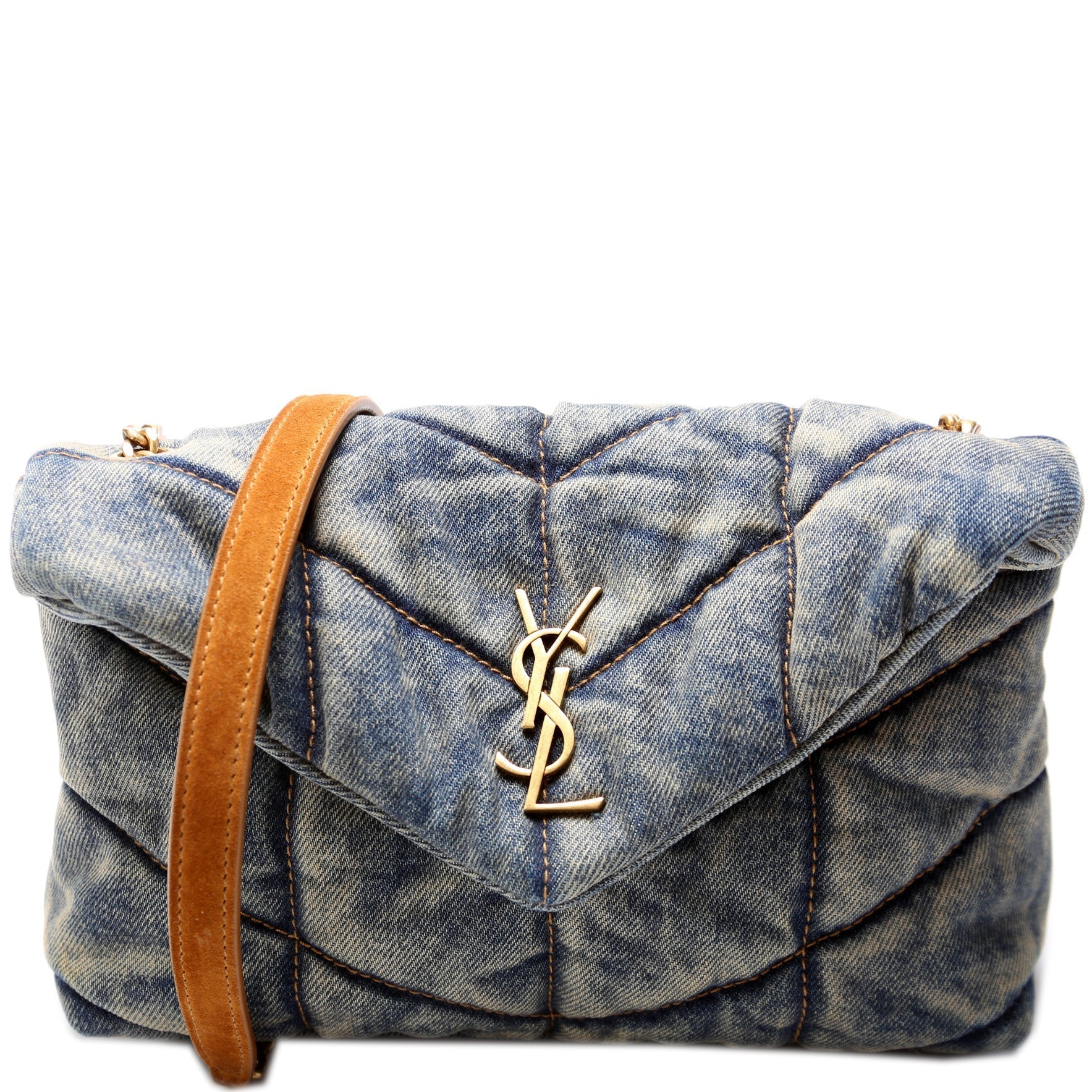 YSL Saint Laurent Saint Laurent Loulou Toy Puffer Bag Denim Travel Bag