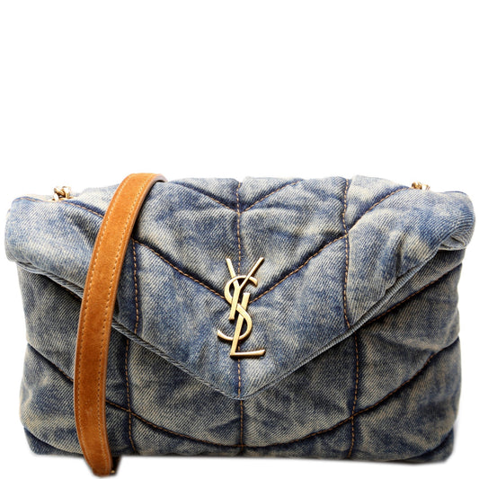YSL Saint Laurent Saint Laurent Loulou Toy Puffer Bag Denim Travel Bag