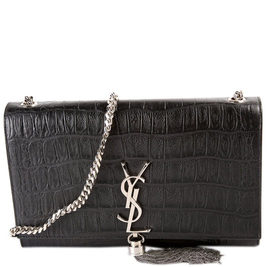 YSL Saint Laurent Saint Laurent Kate Tassel Satchel Croc Embossed Medium Travel Bag
