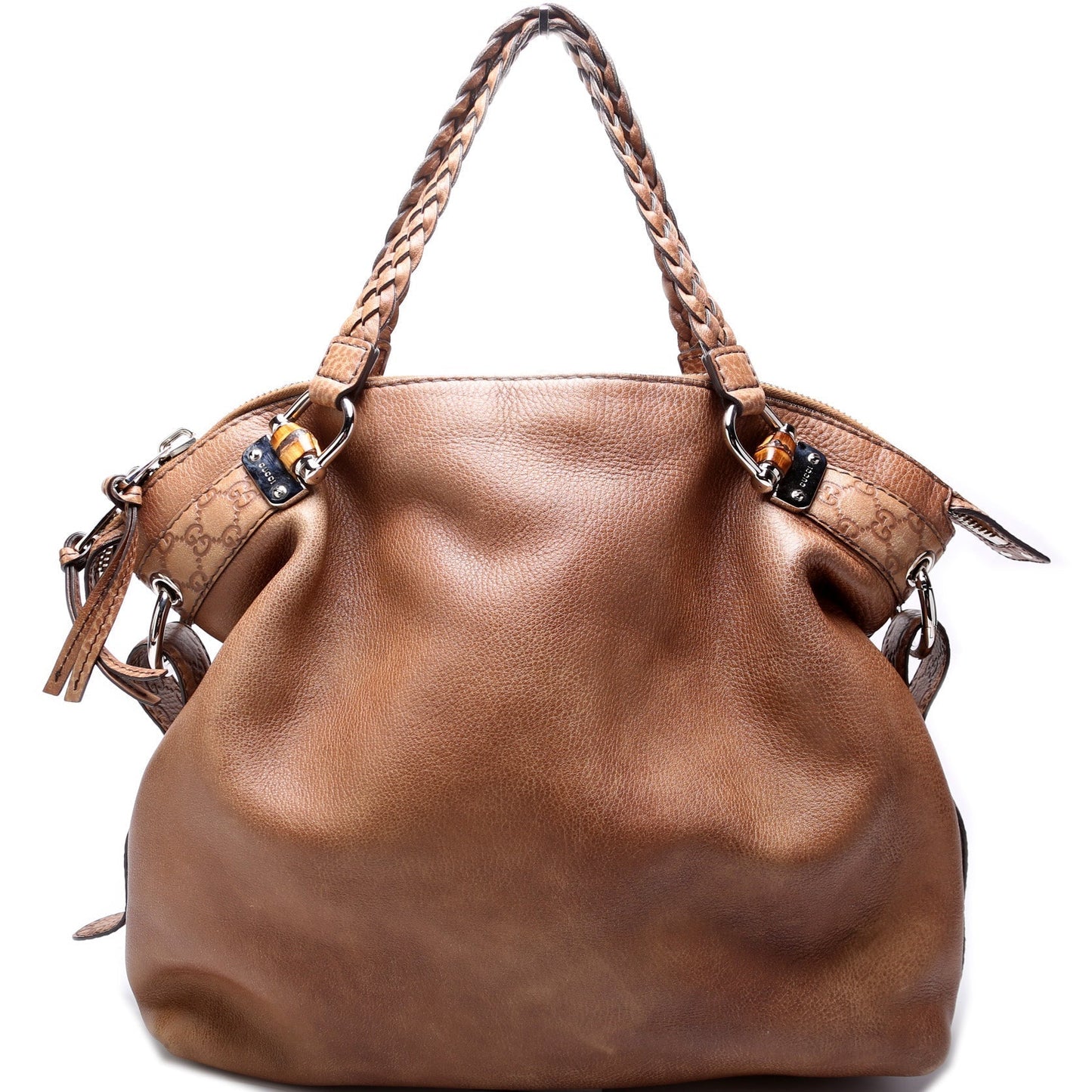 Gucci Bamboo Car Leather Large Shoulder Bag