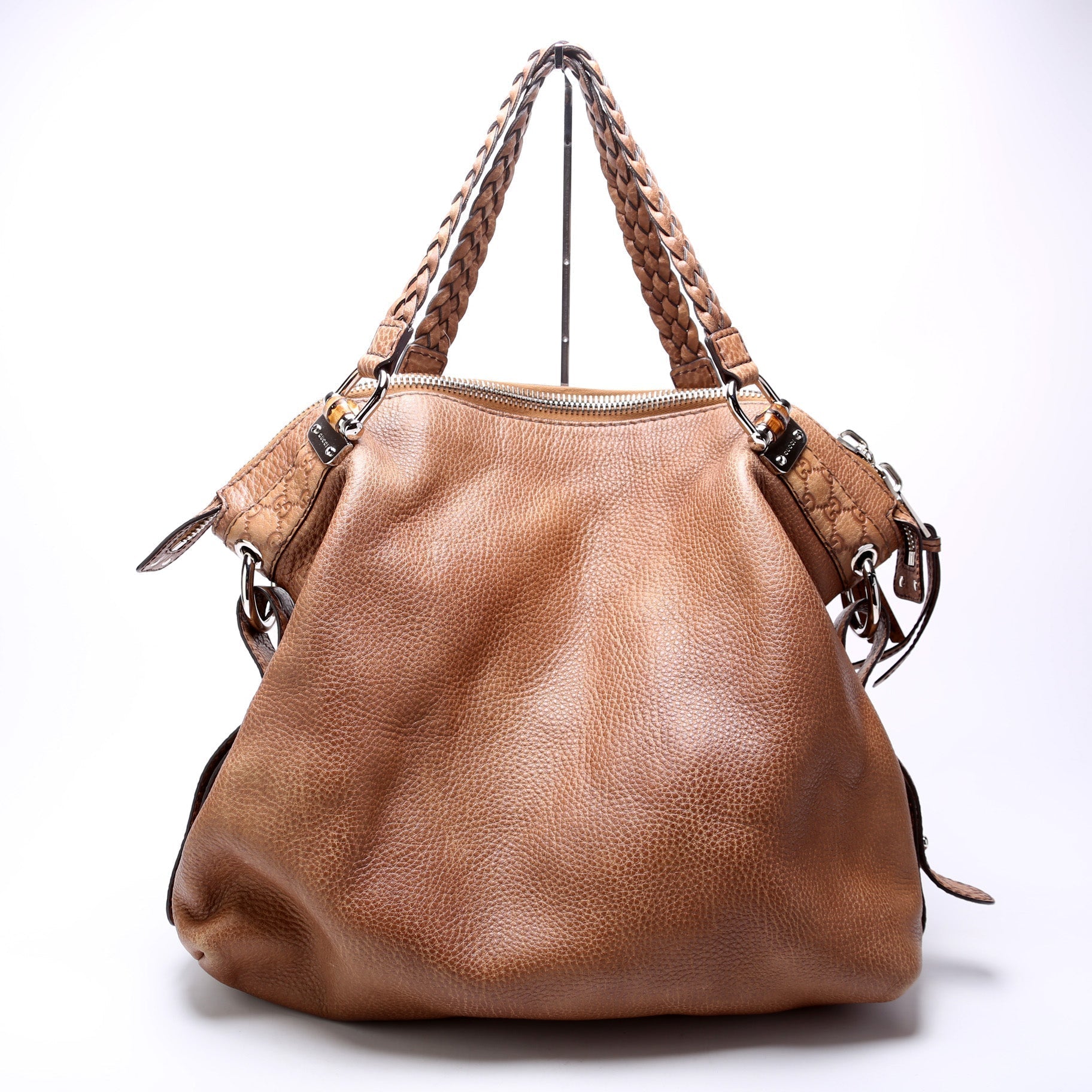 Gucci Bamboo Car Leather Large Shoulder Bag
