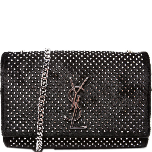 YSL Saint Laurent Saint Laurent Kate Satchel Velvet Rhinestone Bag Small Travel Bag