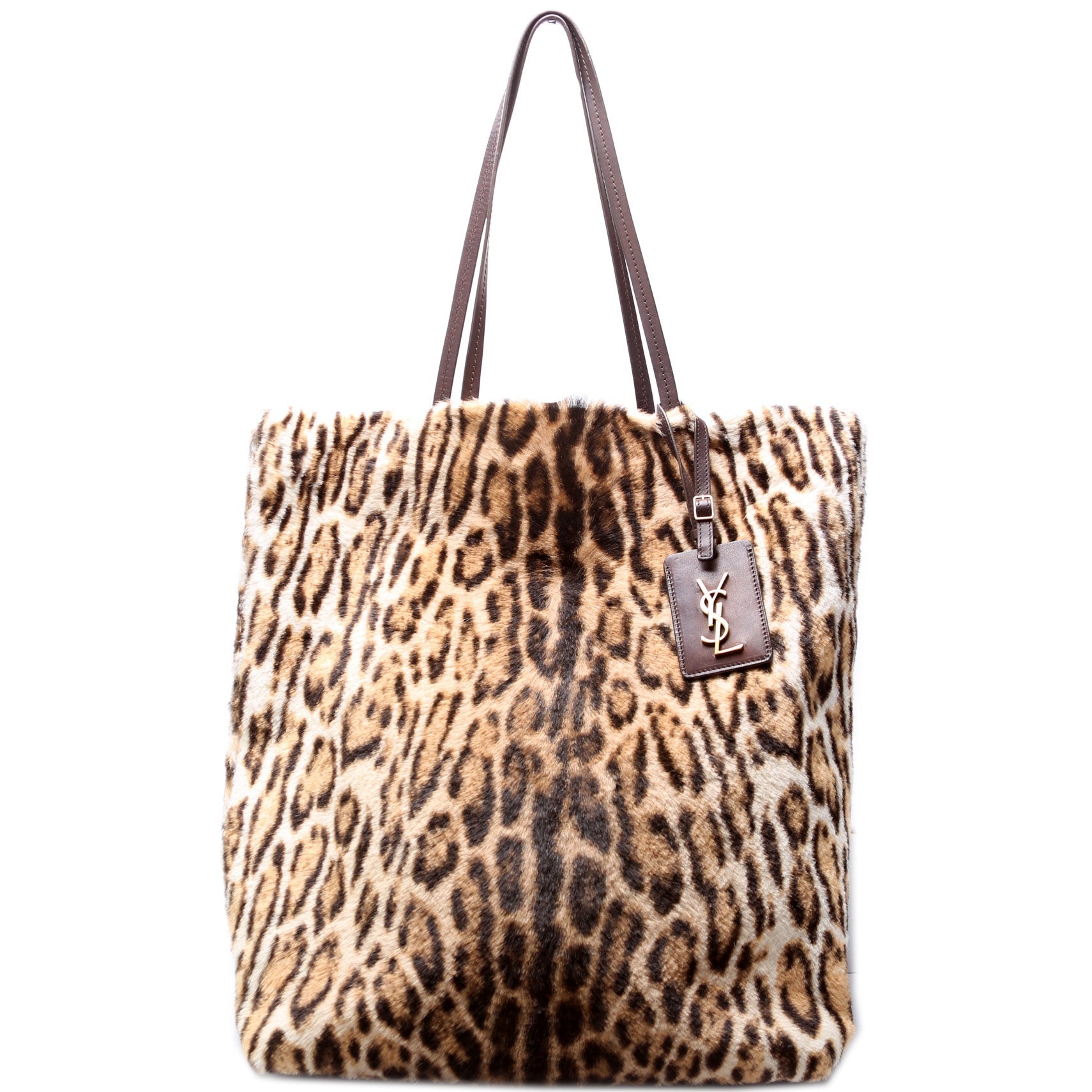 YSL Saint Laurent Saint Laurent Leopard Print Ponyhair North South Tote Bag