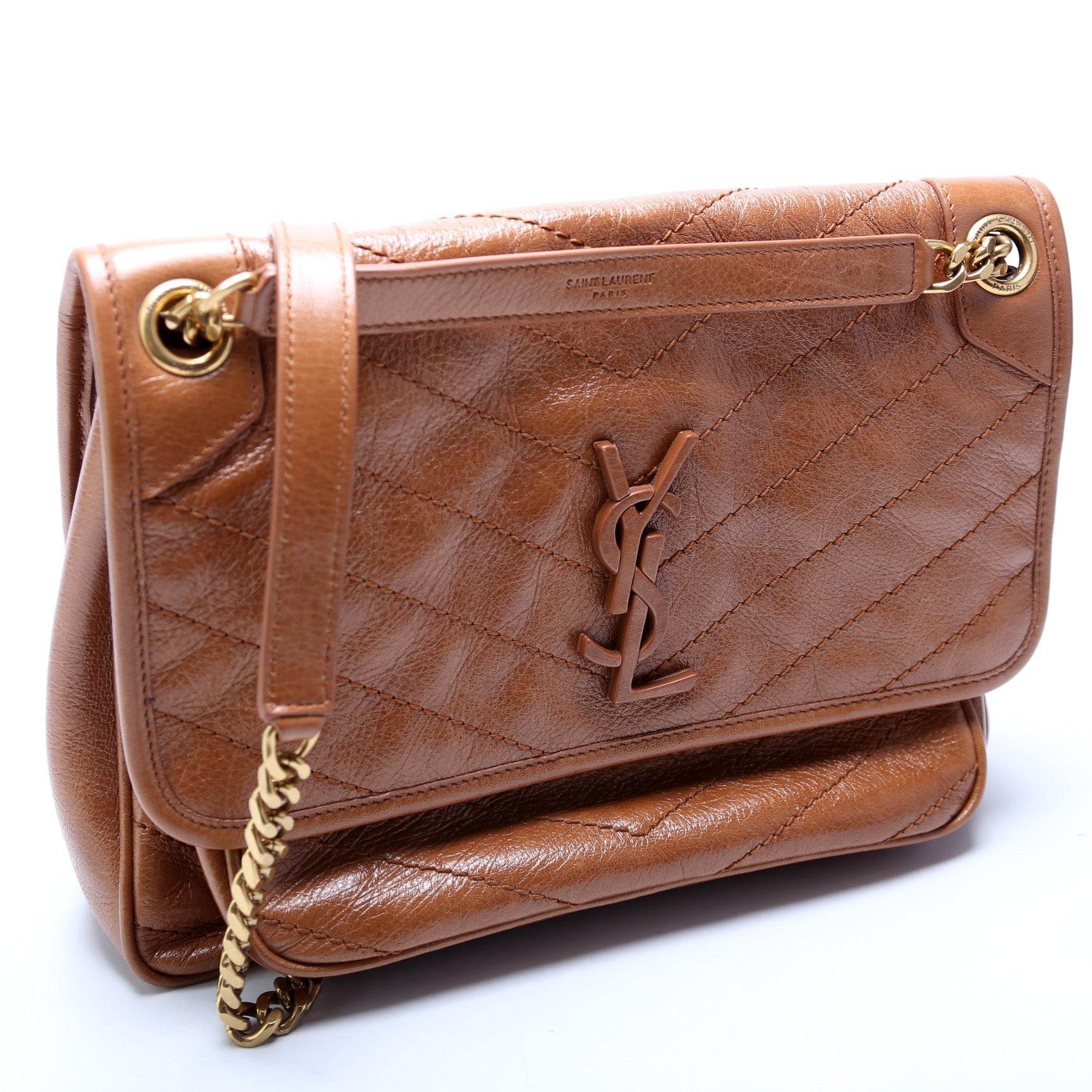 YSL Saint Laurent Niki Crinkle Bag Leather Medium Travel Bag Crinkle Leather 498894