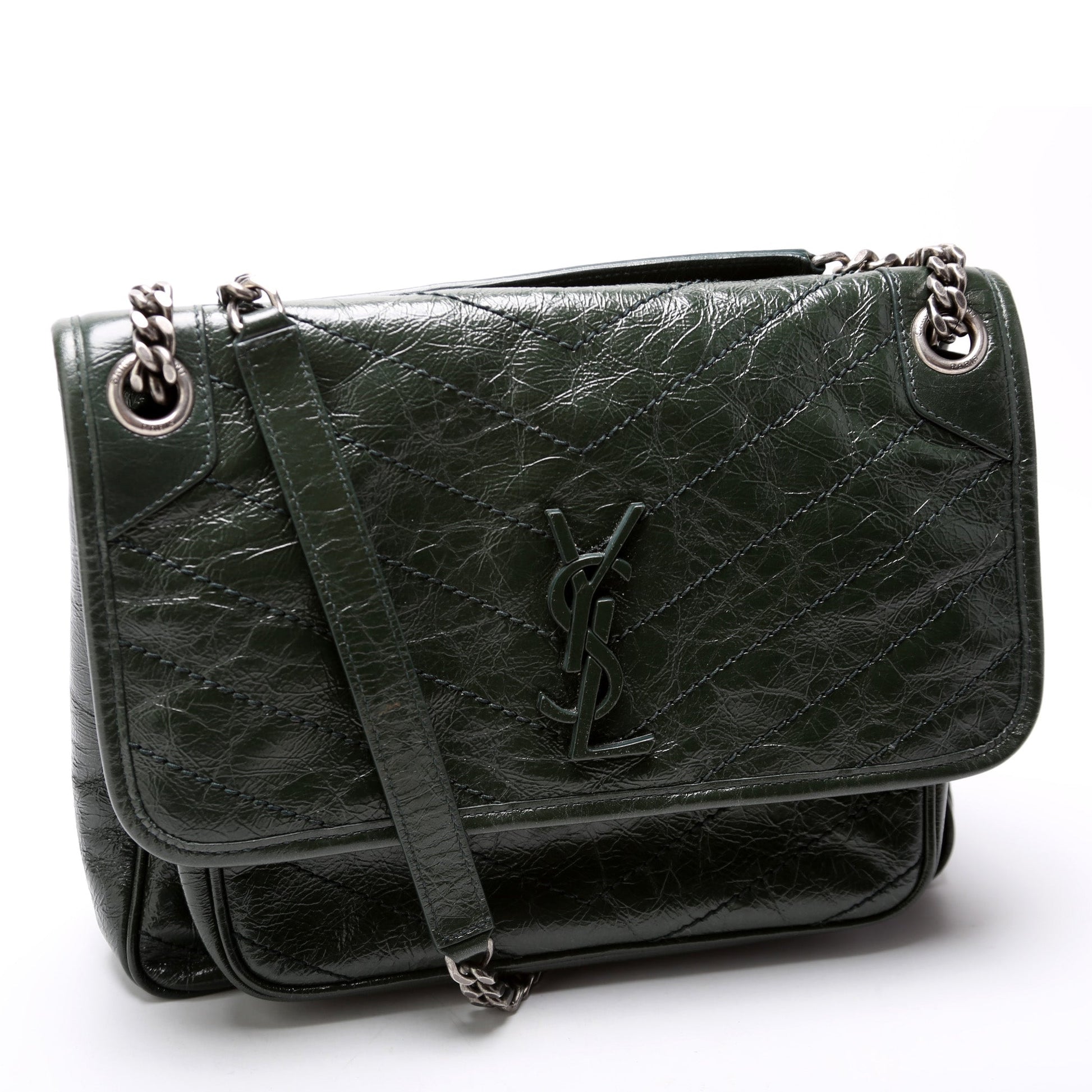YSL Saint Laurent Niki Crinkle Bag Leather Medium Travel Bag