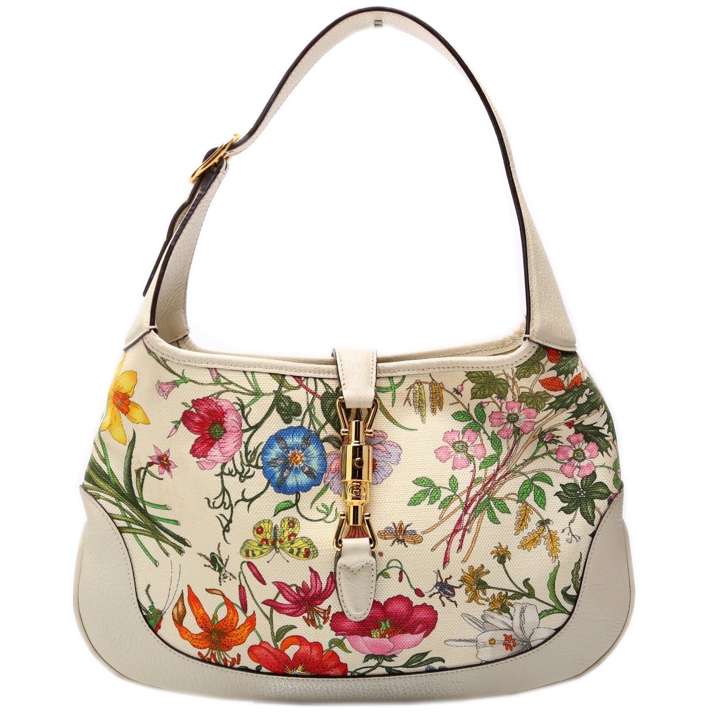 Gucci Jackie Flora Canvas Medium Shoulder Bag Hobo 1
