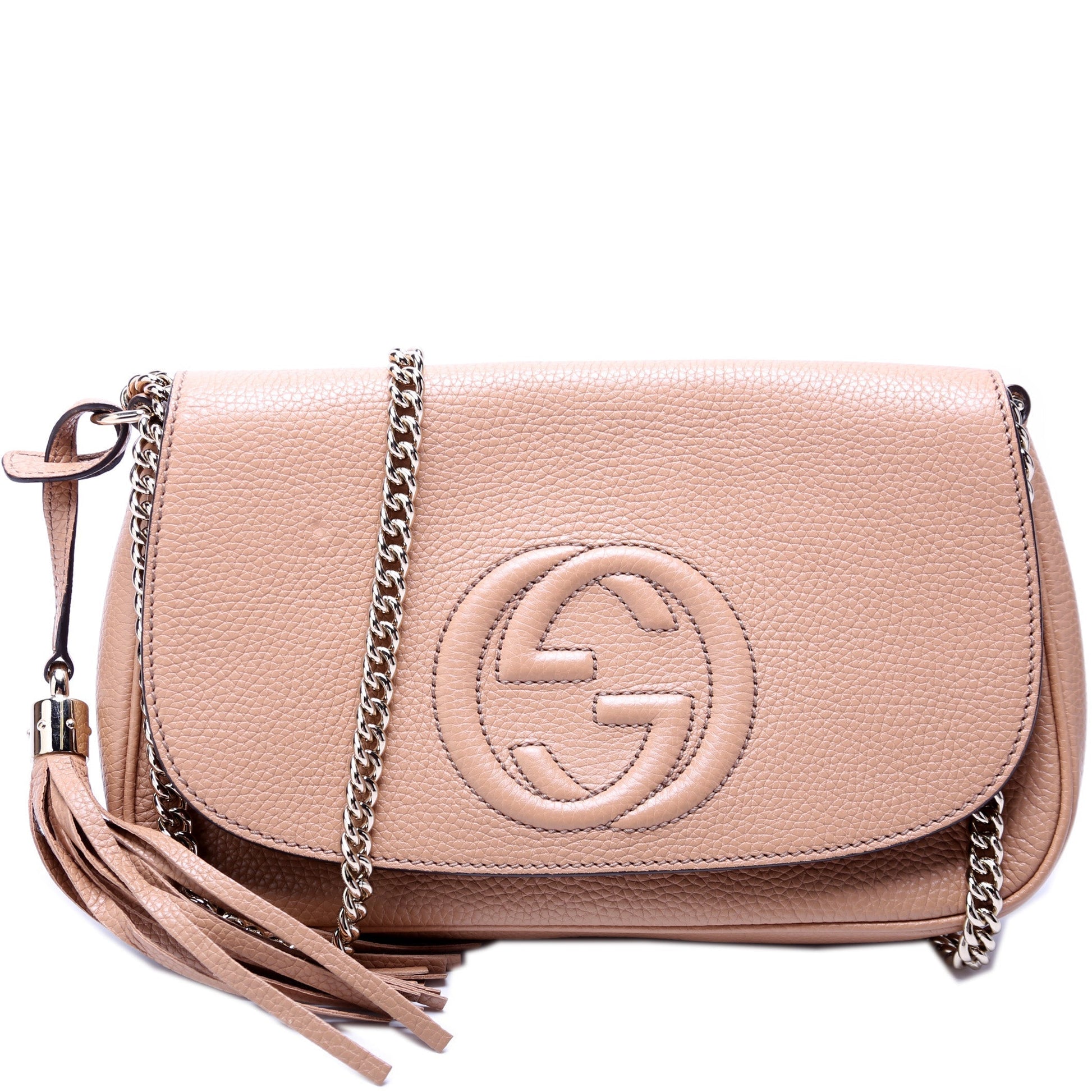 Gucci Soho Tassel Beige Chain Flap Travel Bag