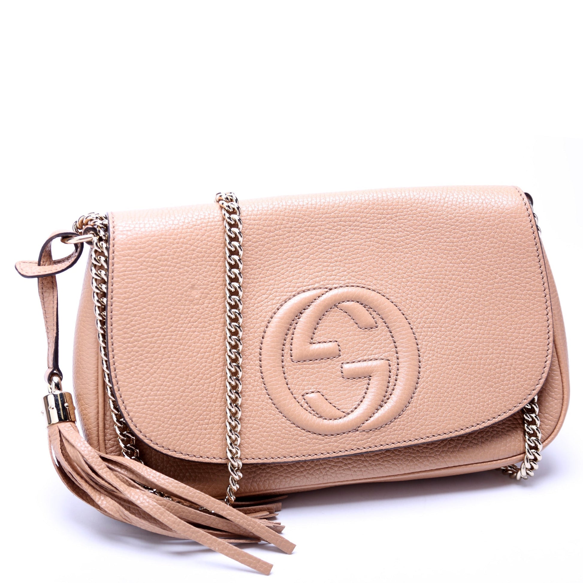 Gucci Soho Tassel Beige Chain Flap Travel Bag