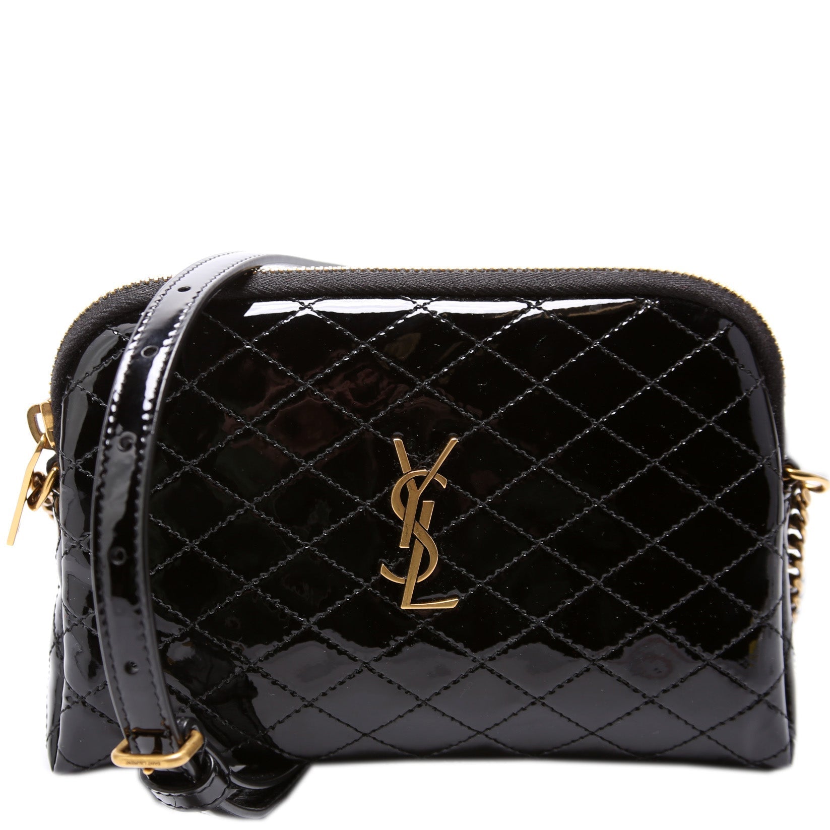 YSL Saint Laurent Saint Laurent Gabby Zip Pouch Patent Bag Chain Travel Bag