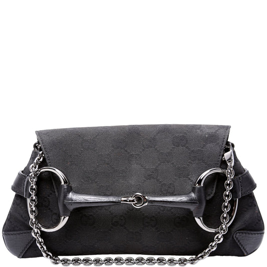 Gucci Horsebit GG Canvas Clutch Bag