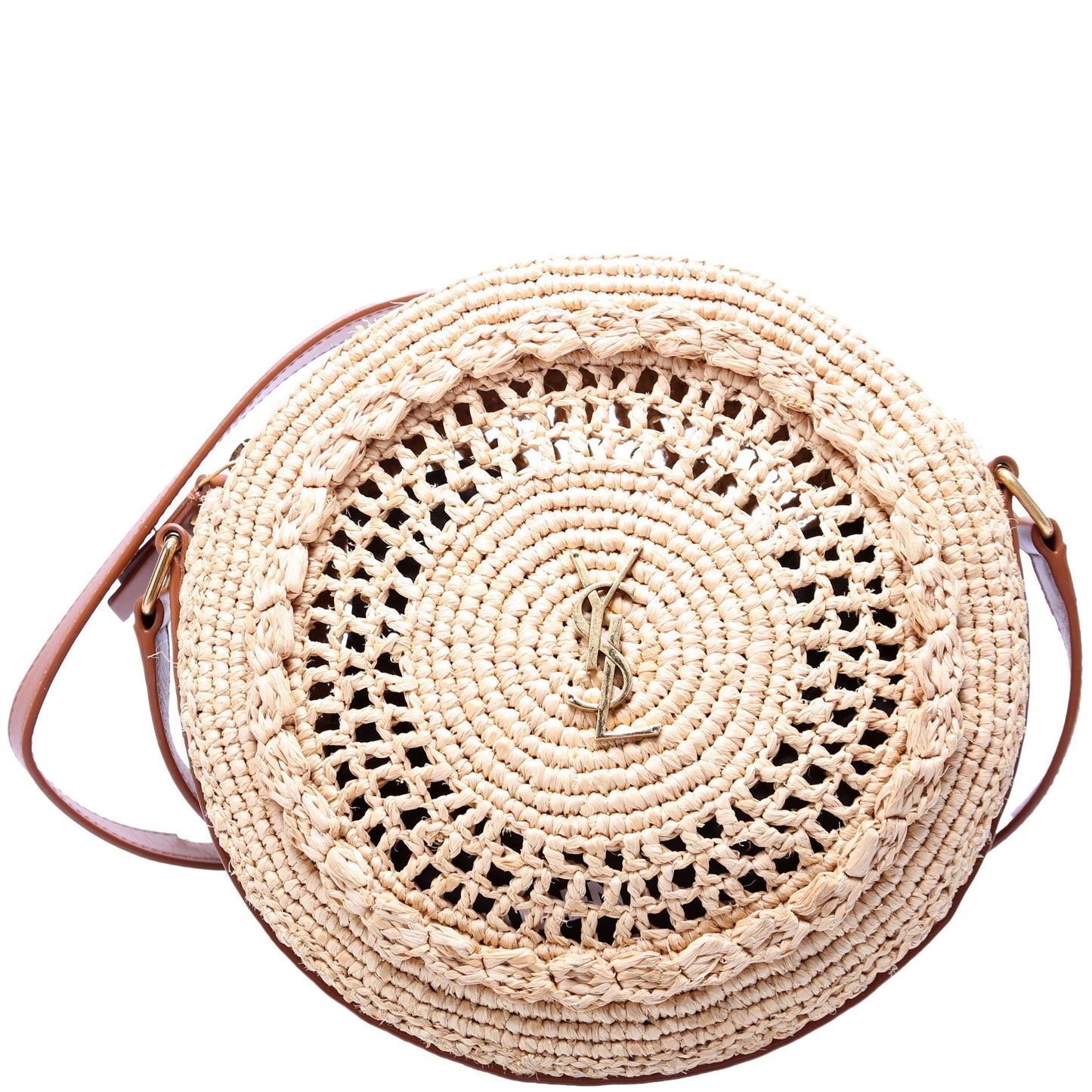 YSL Saint Laurent Saint Laurent Sac Round Crossbody Bag Raffia Woven