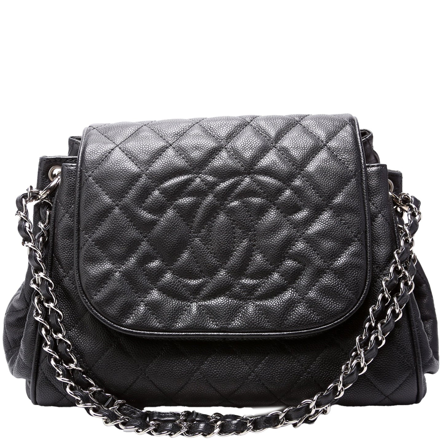 Chanel Timeless CC Accordion Flap Quilted Caviar Handbag 12M 1