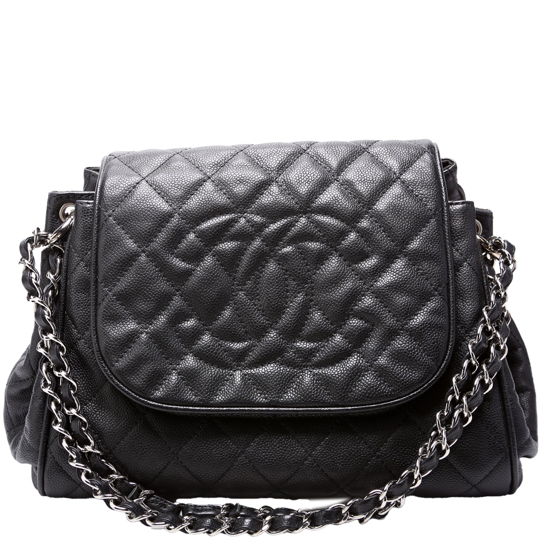 Chanel Timeless CC Accordion Flap Quilted Caviar Handbag 12M 1