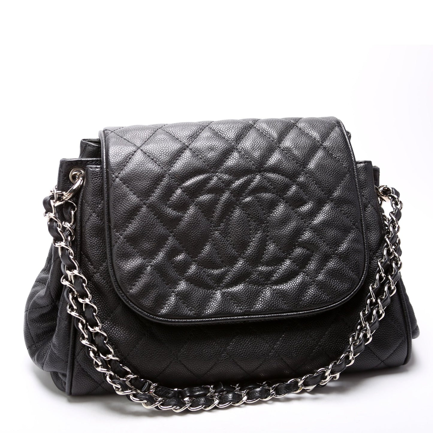 Chanel Timeless CC Accordion Flap Quilted Caviar Handbag Caviar 12M