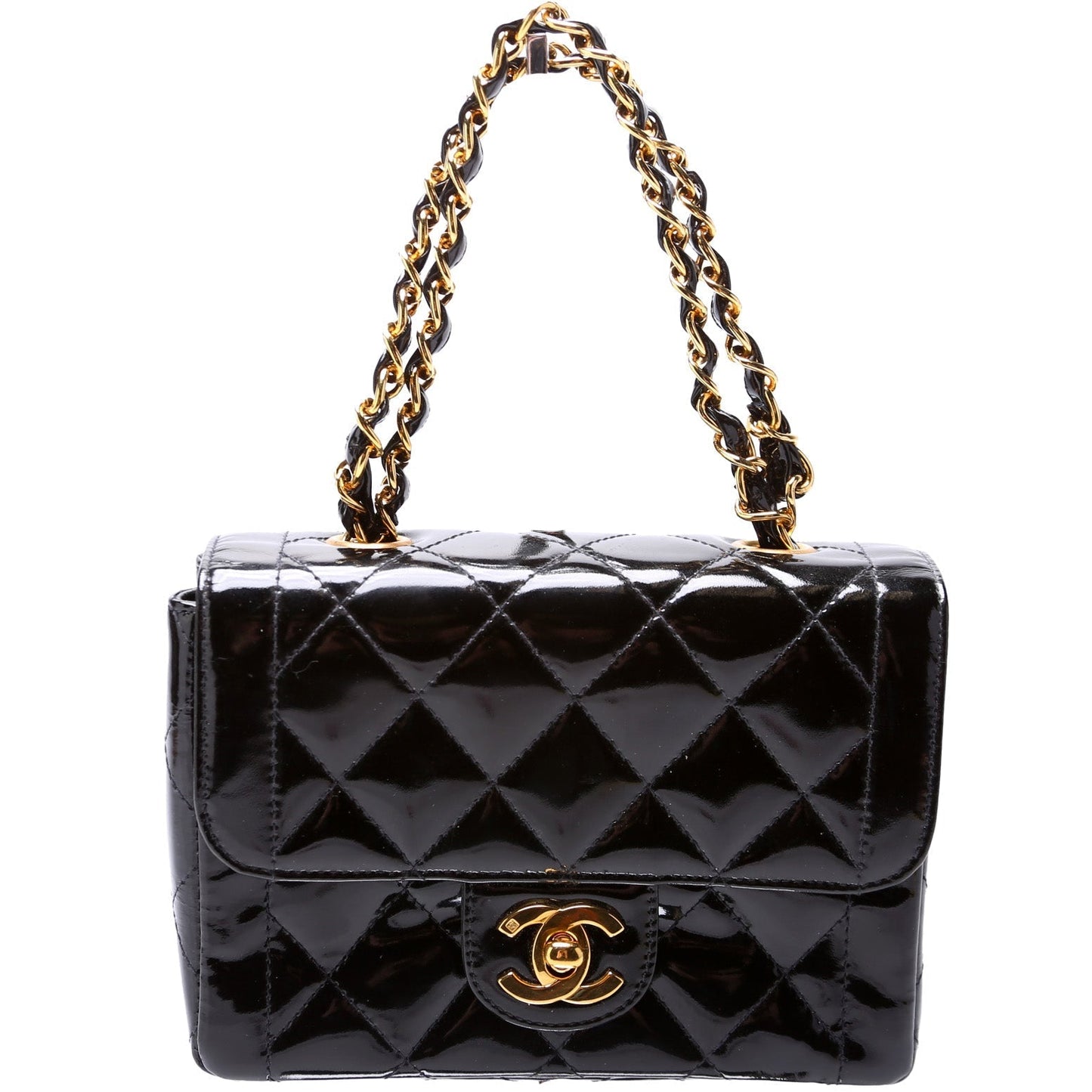 Chanel CC Double Handle Flap Patent Mini Bag