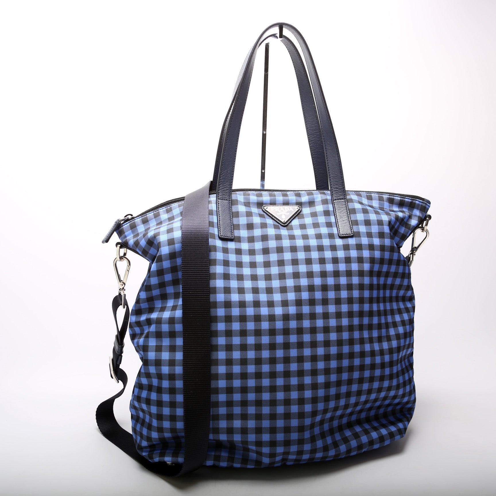 Prada Tessuto Gingham Tote Bag Nylon