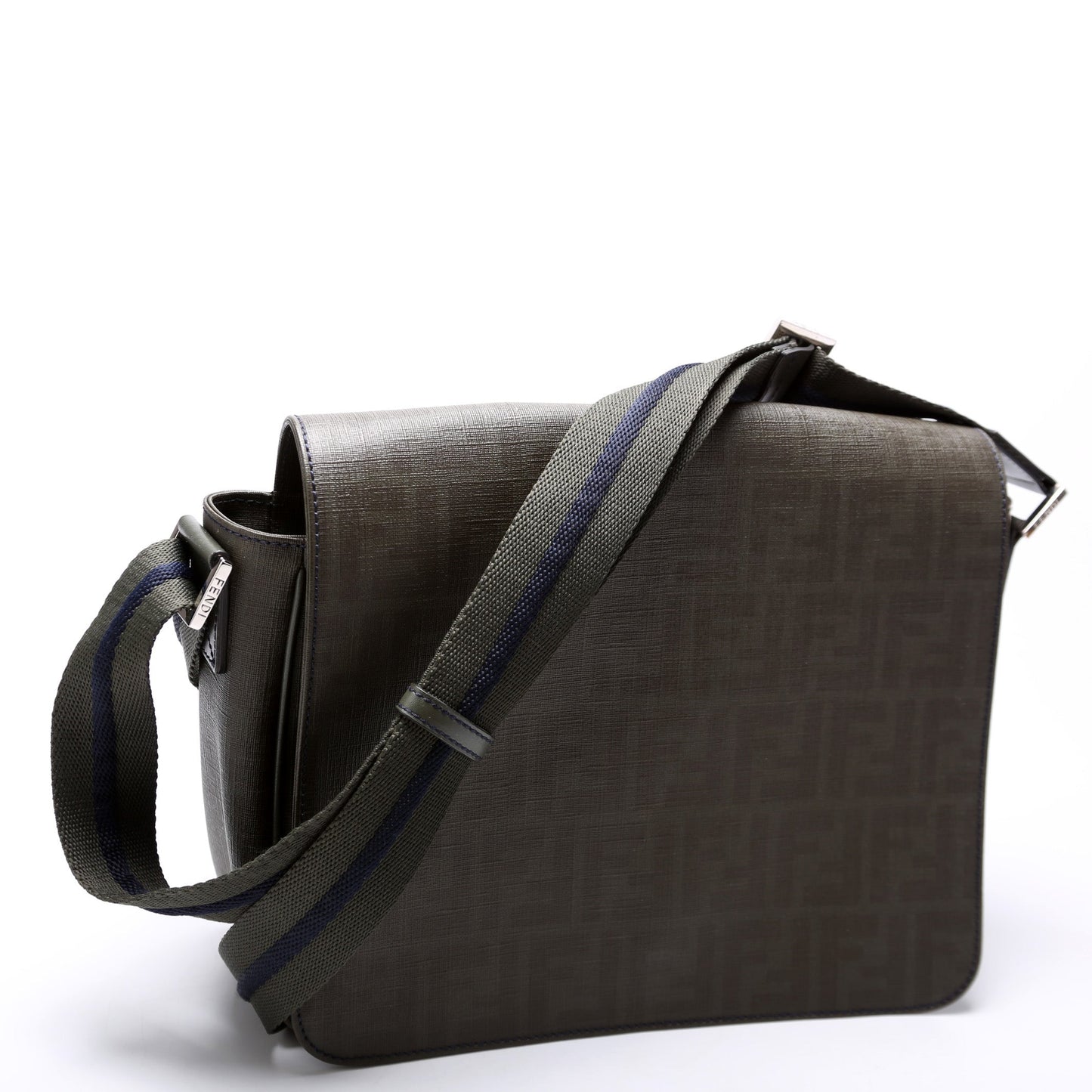 Fendi 7Va258 Zucca Spalmati Coated Messenger Bag Canvas