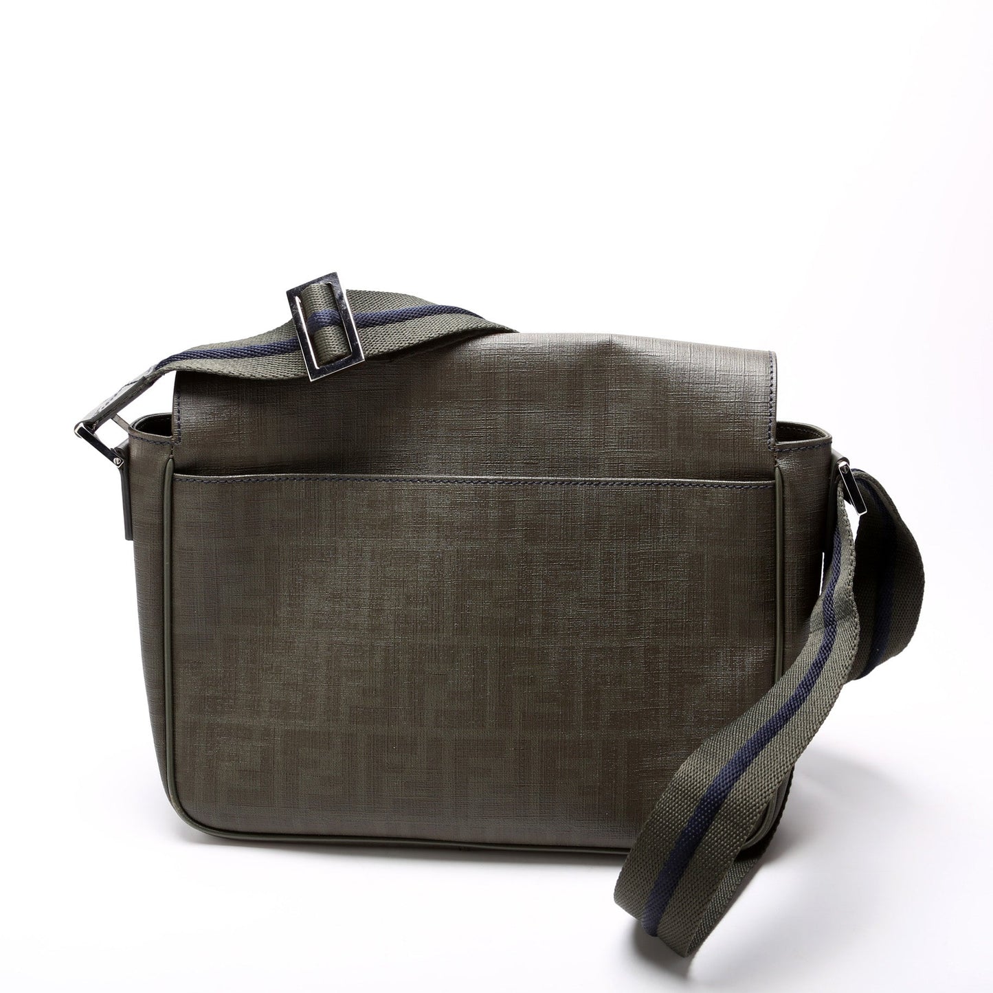 Fendi 7Va258 Zucca Spalmati Coated Messenger Bag Canvas