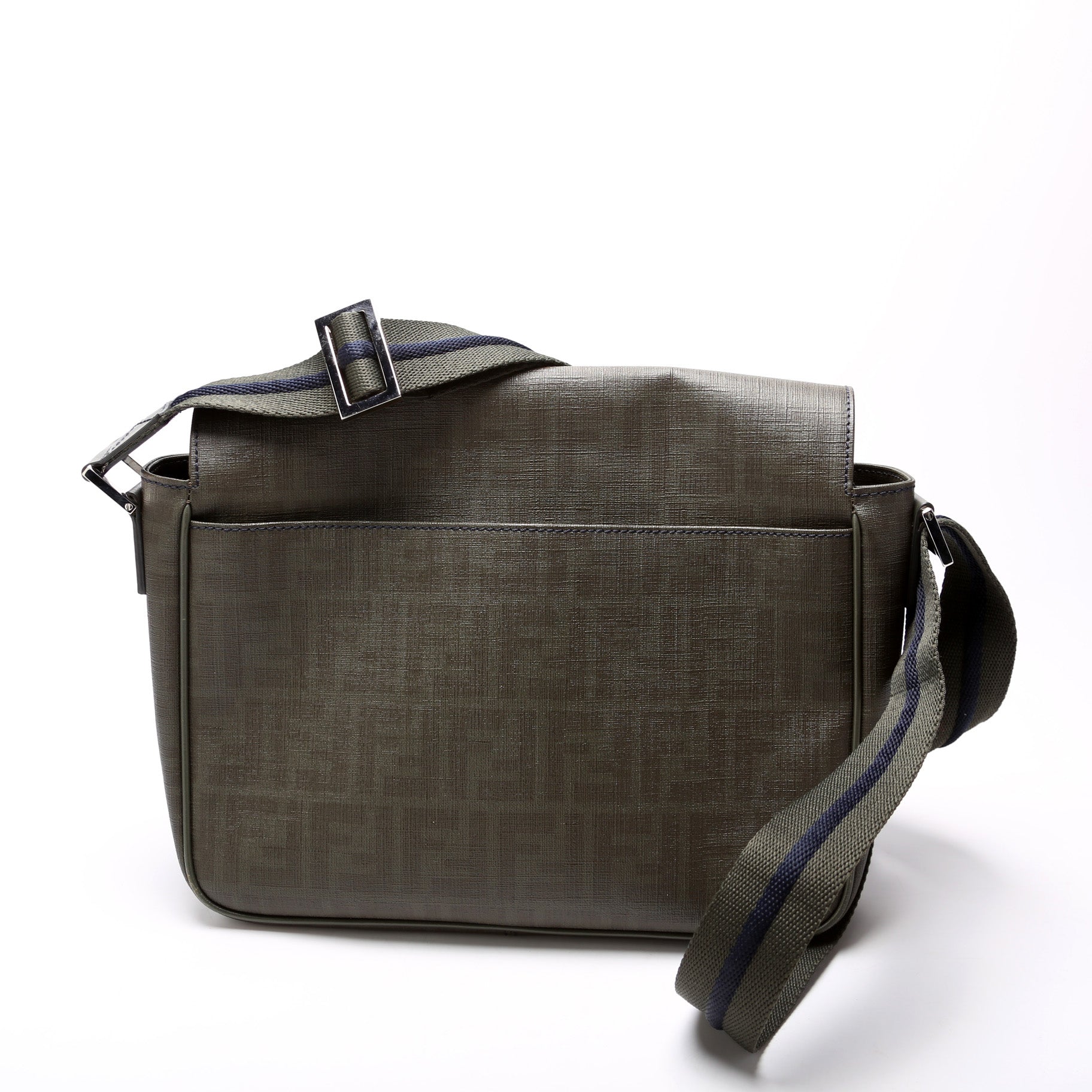 Fendi 7Va258 Zucca Spalmati Coated Messenger Bag Canvas