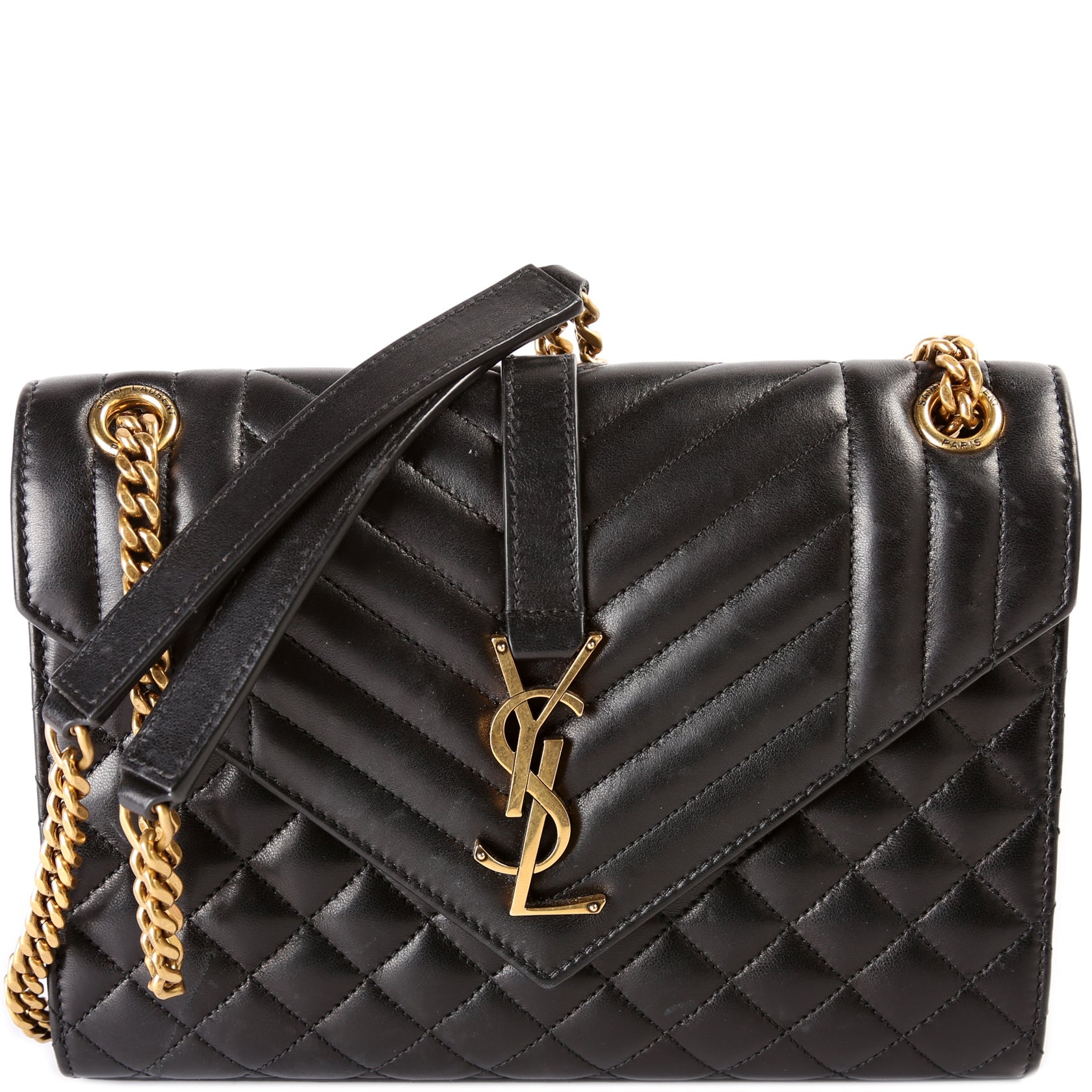 YSL Saint Laurent Envelope Lambskin Nappa Triquilt Bag Mini Travel Bag