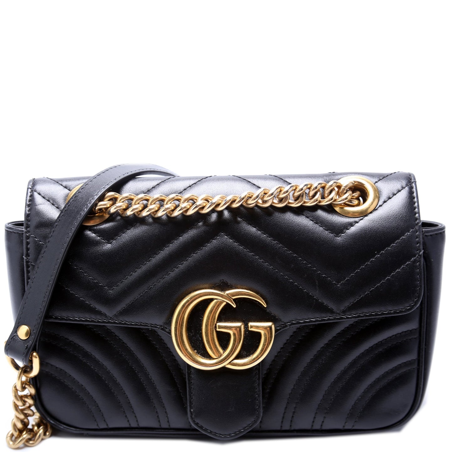 Gucci Marmont Leather Mini Flap Shoulder Bag