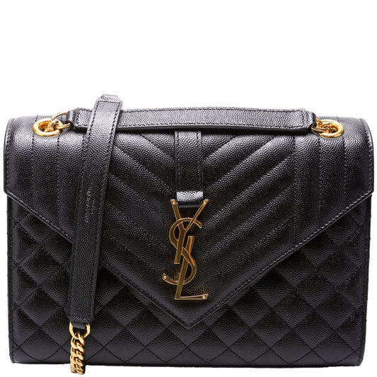 YSL Saint Laurent Saint Laurent Envelope Grain De Poudre Triquilt Medium Travel Bag