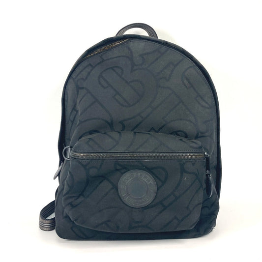 Burberry Backpack Tb Mens Leather Canvas Black