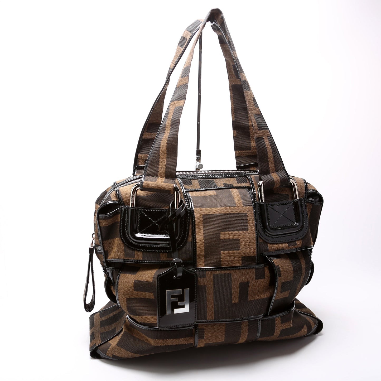 Fendi Zucca Crossword Bag Canvas Woven Travel Bag
