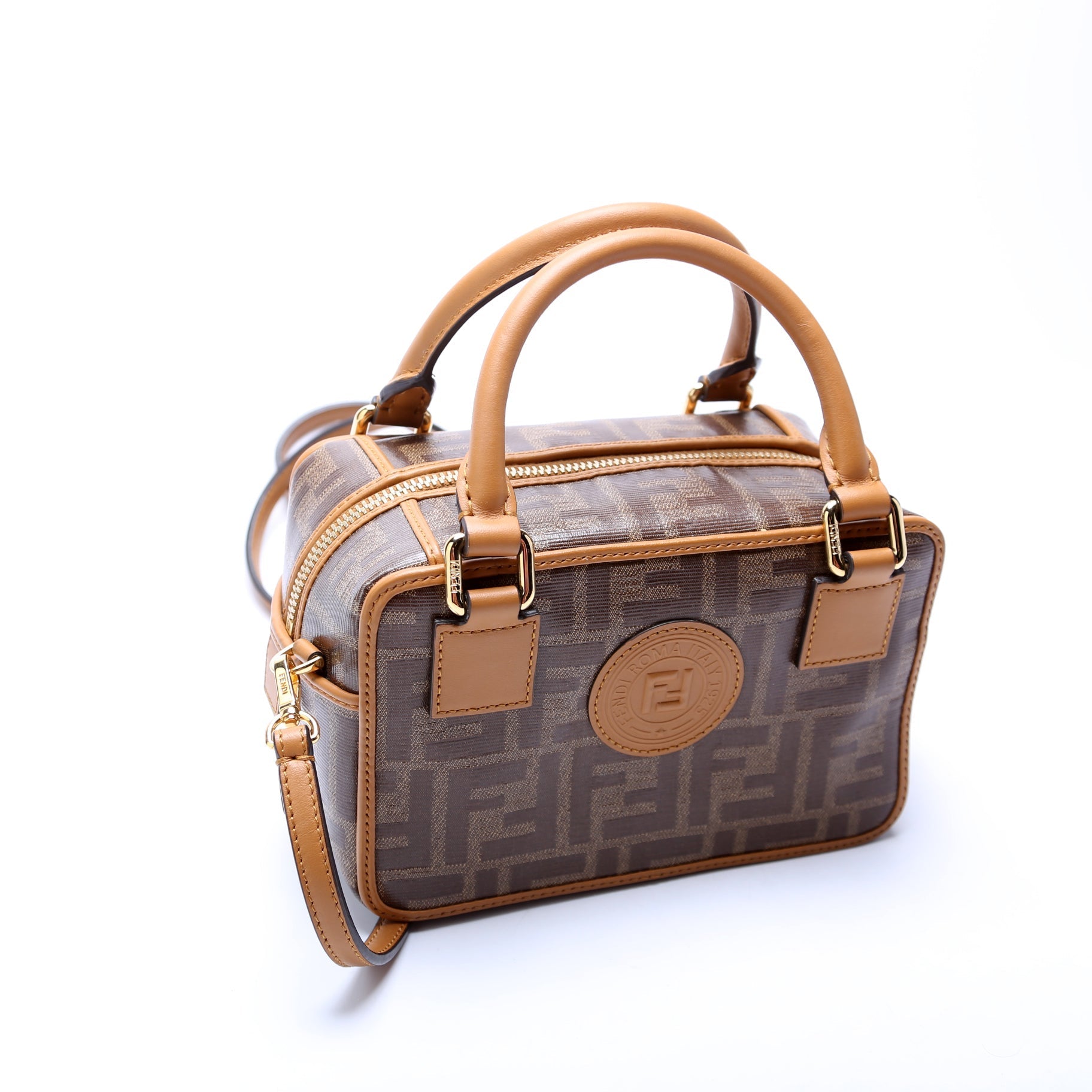 Fendi Glazed Ff Boston Bag Canvas Mini Travel Bag
