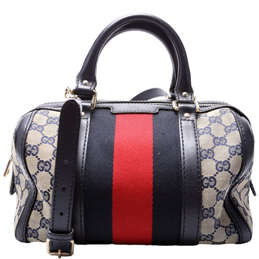 Gucci GG Web Boston Canvas Small Travel Bag