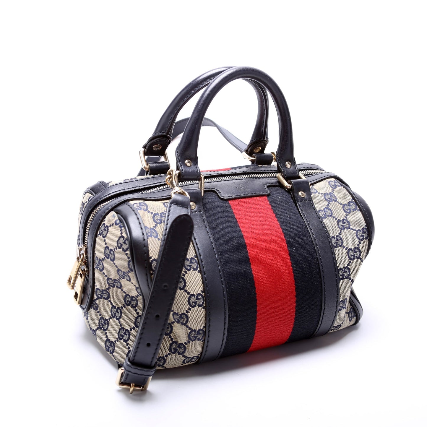 Gucci GG Web Boston Canvas Small Travel Bag
