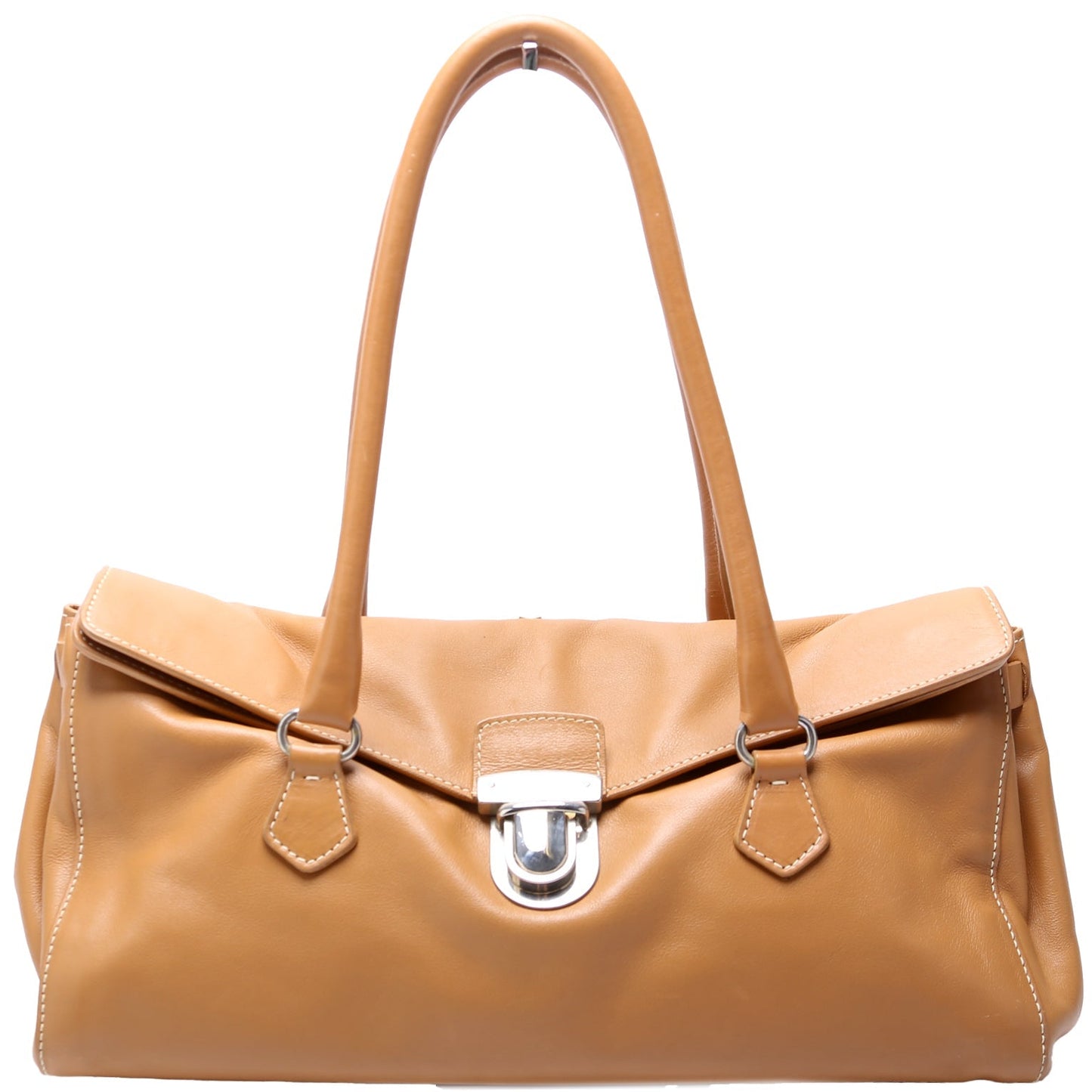 Prada Vitello Easy Push Lock Satchel Bag Travel Bag