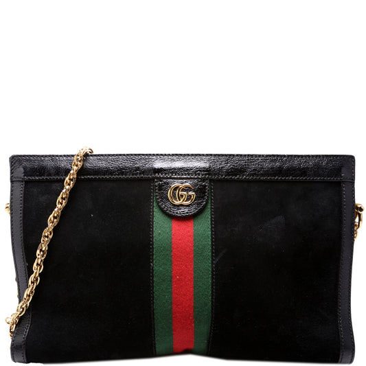 Gucci Ophidia Web Suede Medium Shoulder Bag