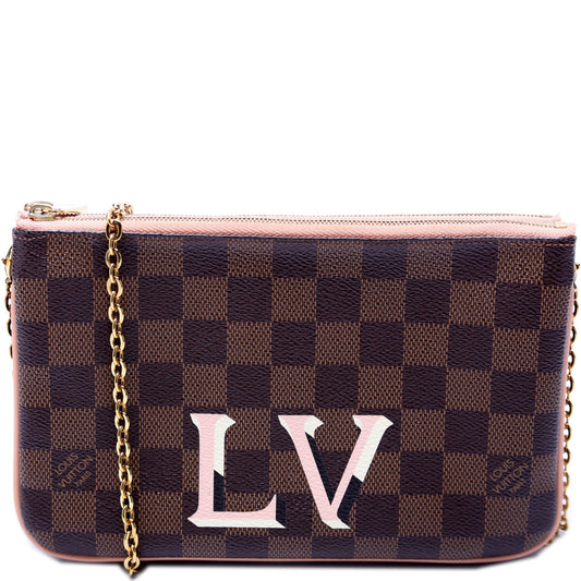 Louis Vuitton Pochette Double Zip Ebene Damier Clutch Bag Ebene 1