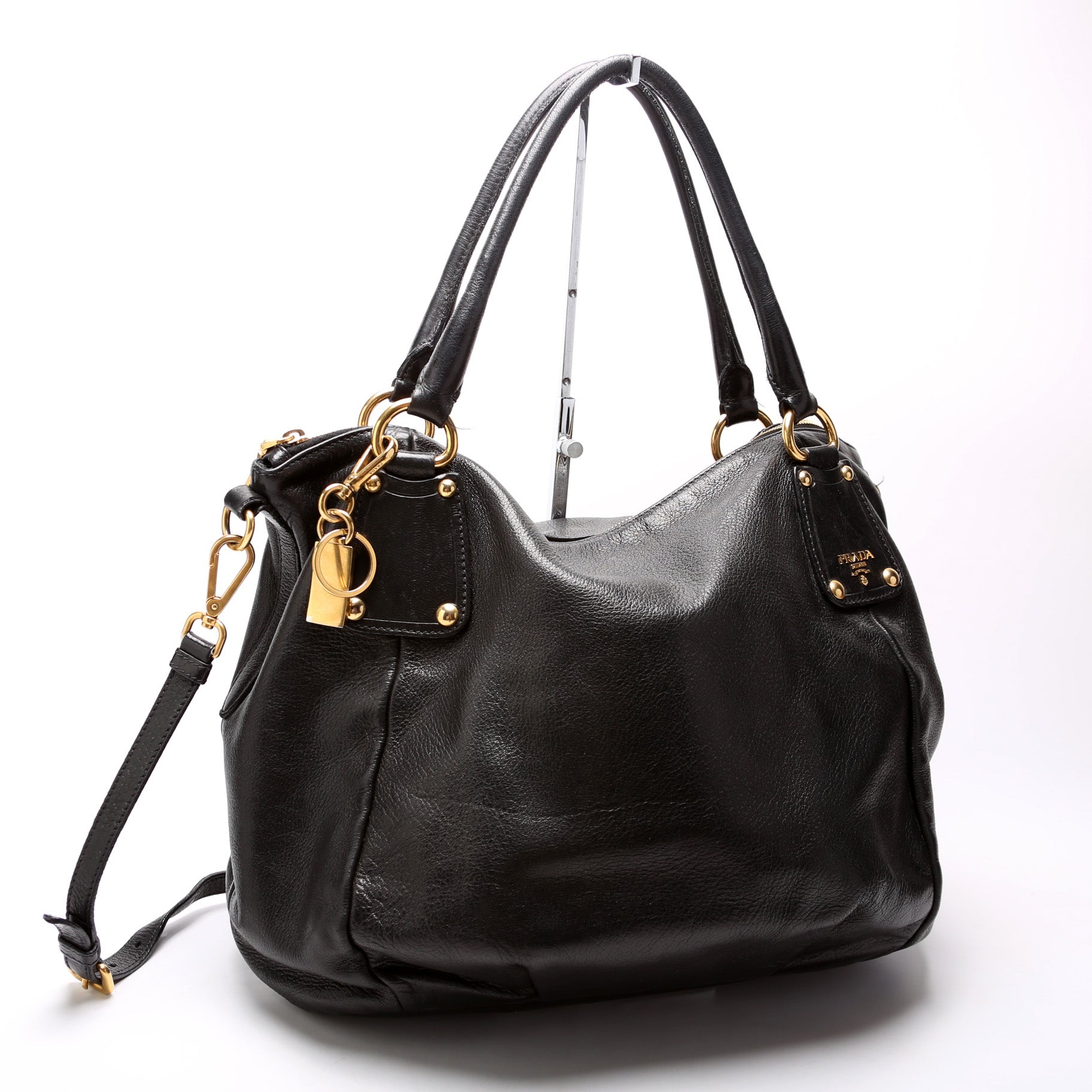 Prada Cervo Shine Shopping Tote Bag