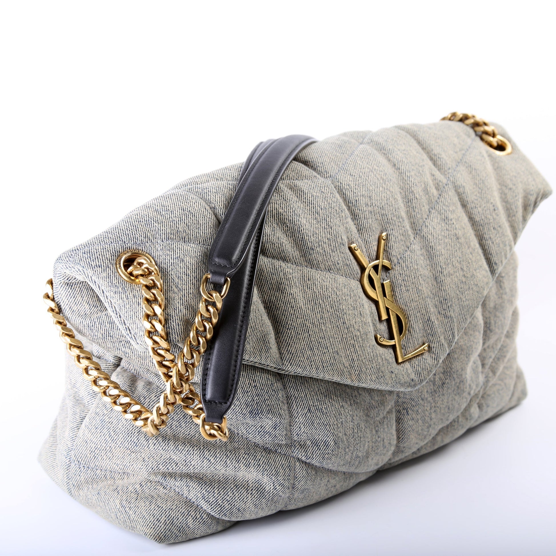 YSL Saint Laurent Saint Laurent Puffer Bag Denim Quilted Travel Bag