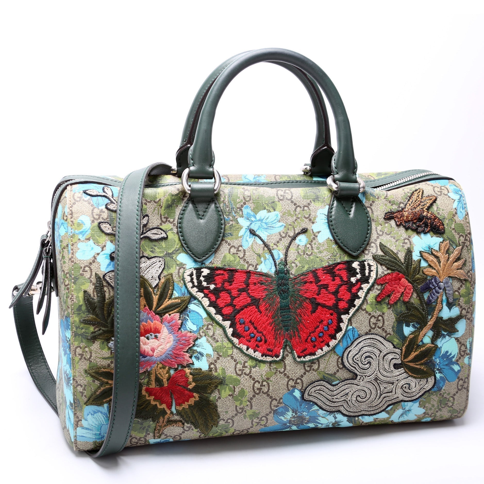 Gucci Supreme Blooms Butterfly Boston Bag Travel Bag
