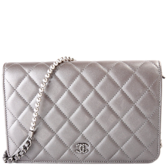 Chanel WOC CC Pearl Quilted Lambskin Clutch Bag