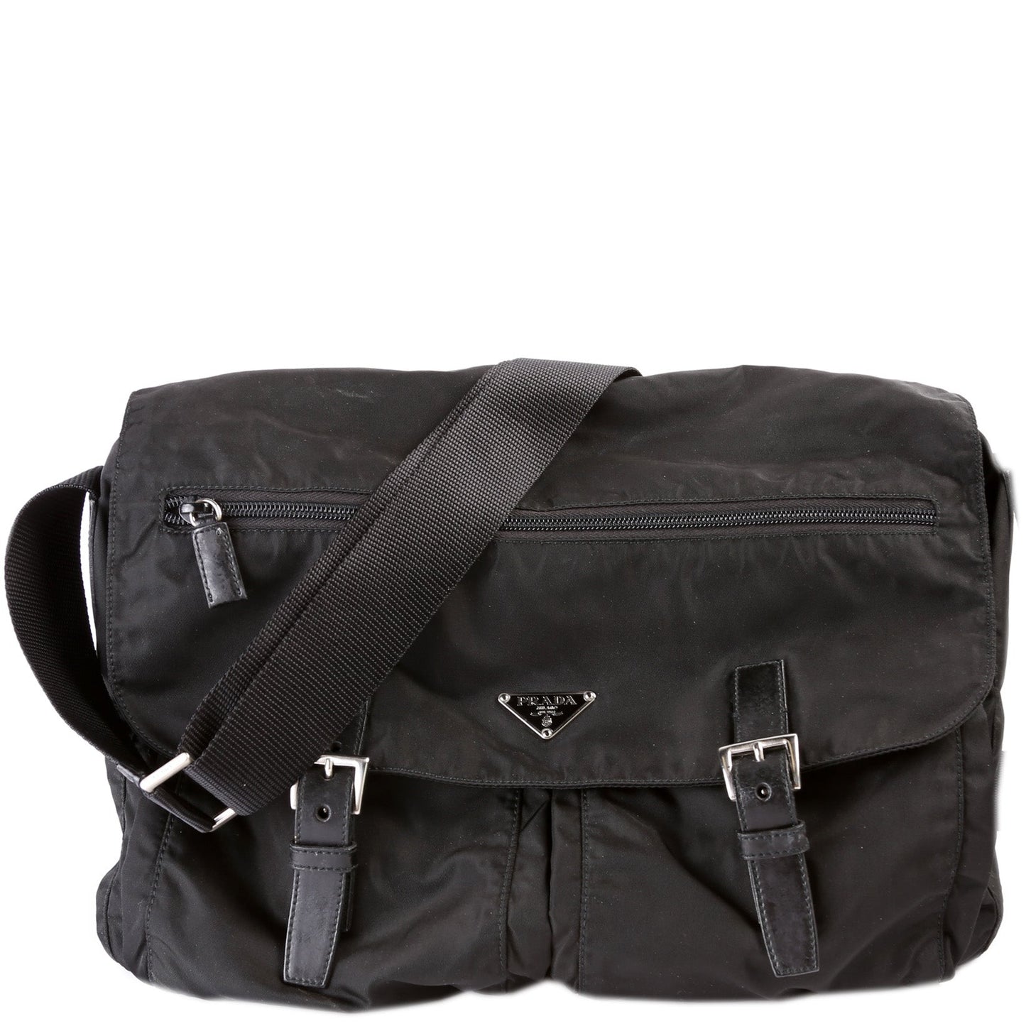 Prada Tessuto Buckle Messenger Bag Nylon Travel Bag